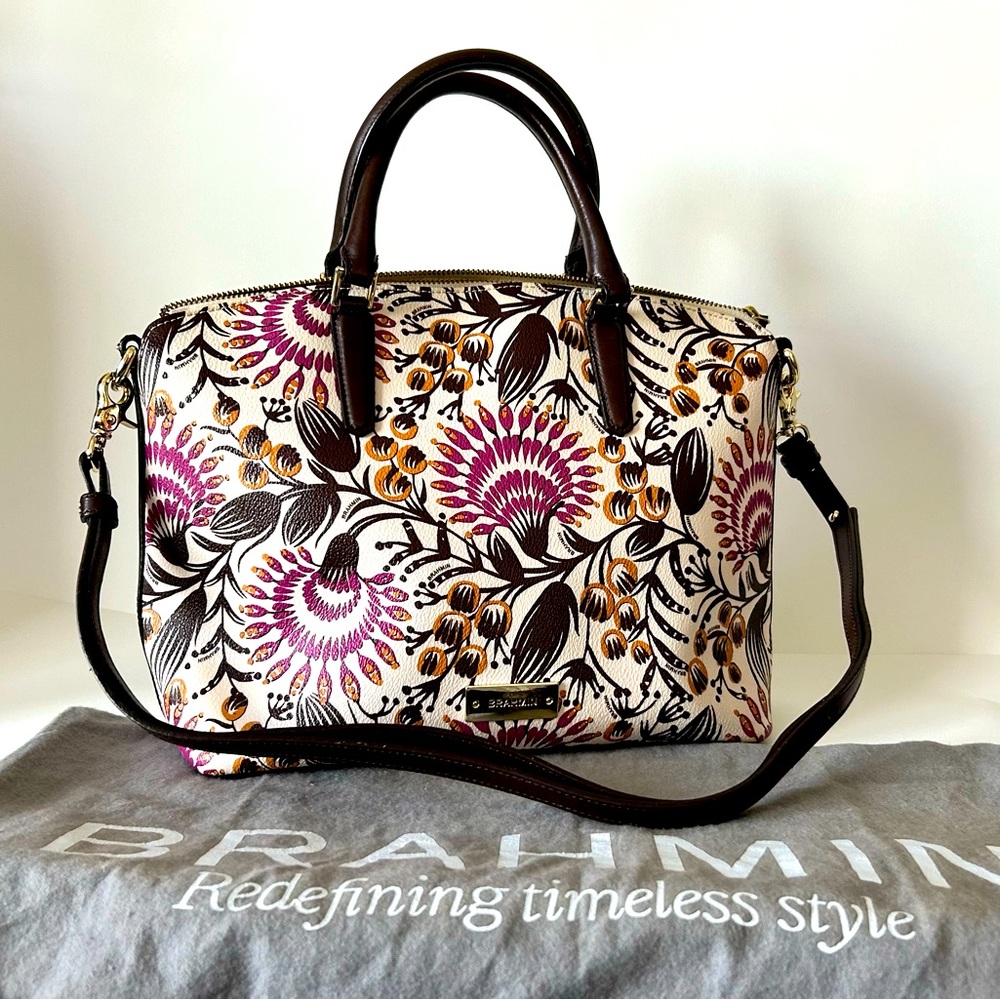 BRAHMIN DUXBURY SATCHEL IN BERRY MONARCH